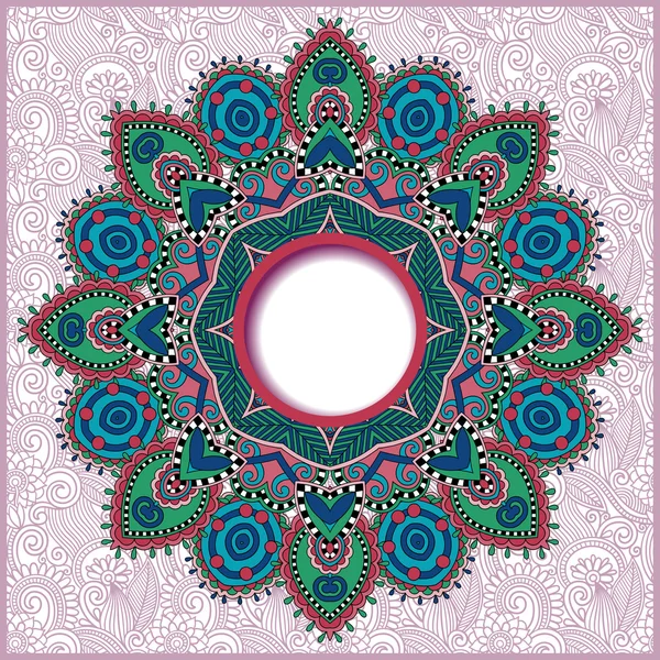 Cadre ornemental rond, fond floral cercle, motif mandala — Image vectorielle