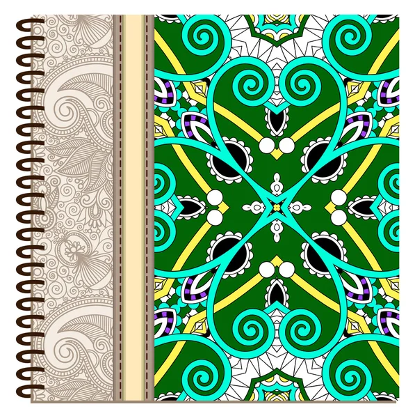 Projeto de capa de caderno ornamental espiral — Vetor de Stock