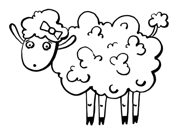 Keçi veya koyun, Çin ay sembolü 201 çizim doodle kroki — Stok Vektör