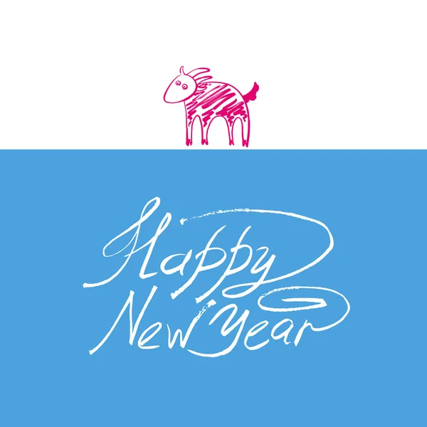 Happy new year design card with goat or sheep, chinese lunar sym — Stock Vector