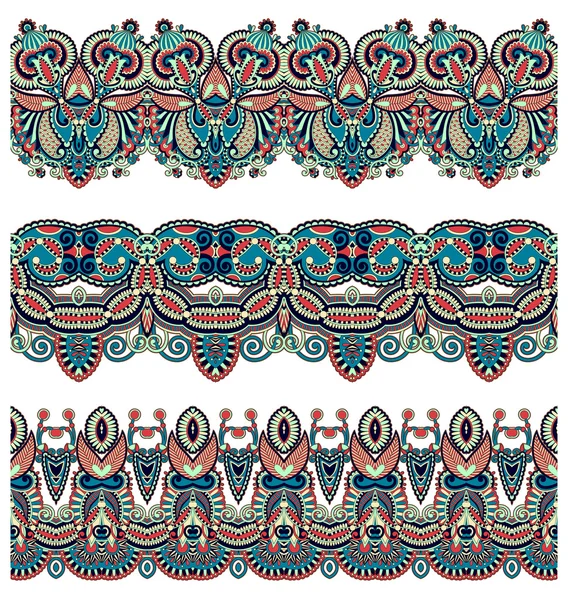 Collection of seamless ornamental floral stripes — Stock Vector