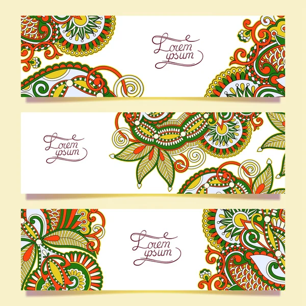 Satz von drei horizontale Banner mit dekorativen ornamentalen flowe — Διανυσματικό Αρχείο