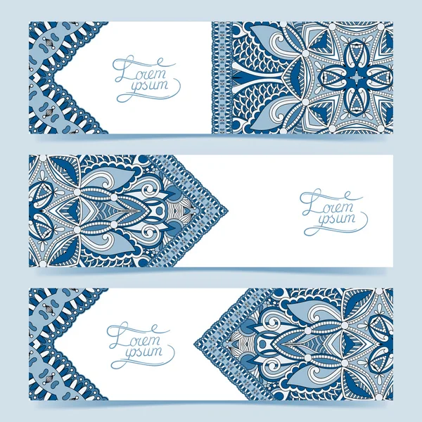 Satz von drei horizontale Banner mit dekorativen ornamentalen flowe — Διανυσματικό Αρχείο