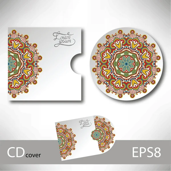 Modello di copertina del CD con ornamento in stile etnico ucraino fo — Vettoriale Stock