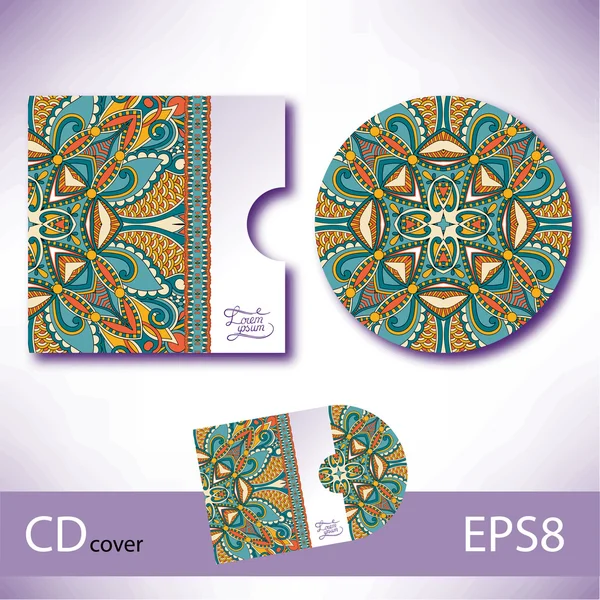 CD-Cover-Design-Vorlage mit ukrainischen ethnischen Stil Ornament fo — Stockvektor