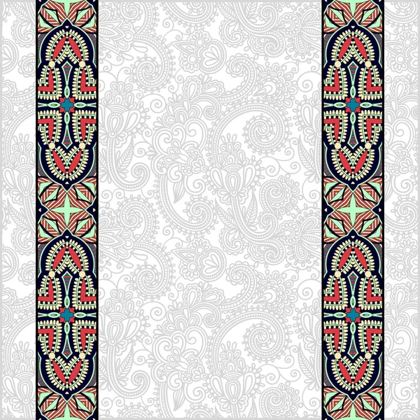 Franja de borde de encaje en fondo floral ornamentado — Vector de stock