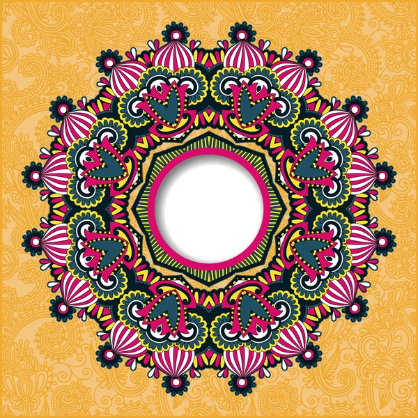 Cadre ornemental rond, cercle fond floral, mandala — Image vectorielle