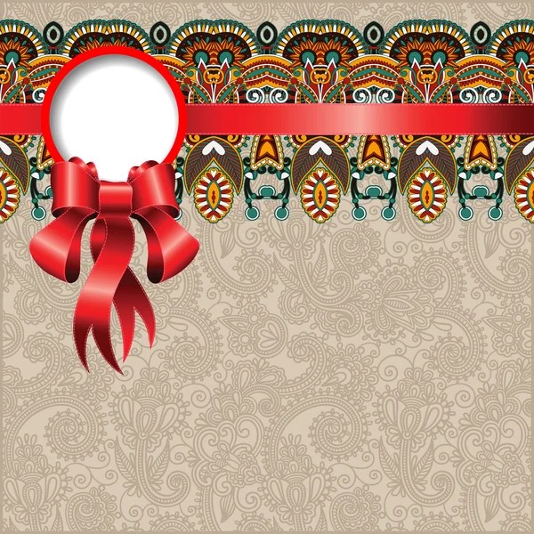 Motif ornemental ethnique avec ruban de soie et place pour votre co — Image vectorielle