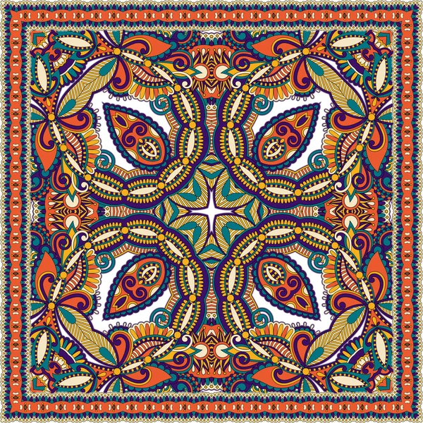 Ornamentale tradizionale floreale Paisley Bandanna — Vettoriale Stock