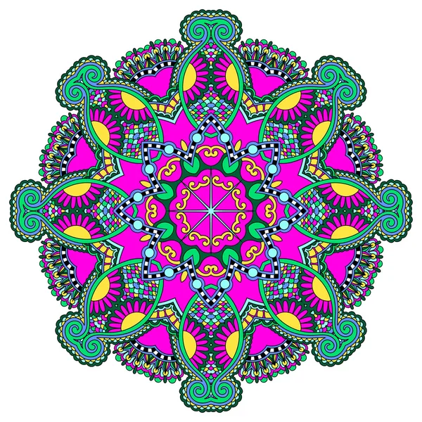 Ornamento do laço do círculo, teste padrão geométrico redondo do guardanapo — Vetor de Stock