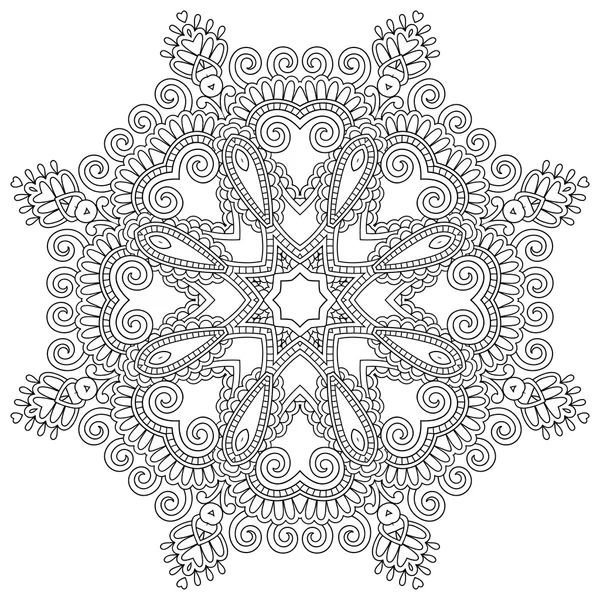 Kruhový krajkový ornament, kruhový ornamentální geometrický doily vzor, — Stockový vektor