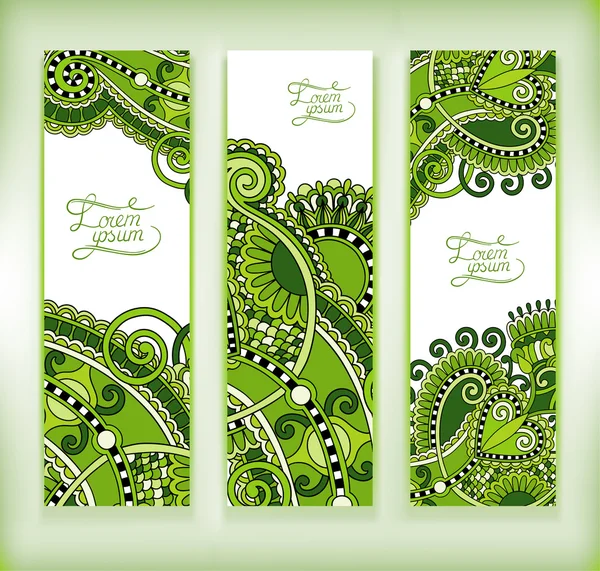 Conjunto de banner decorativo de la plantilla de flores, tarjeta, diseño web con — Archivo Imágenes Vectoriales