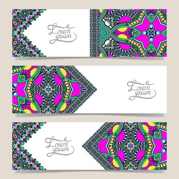 Uppsättning av tre horisontella banners med dekorativa dekorativ blo — Stock vektor