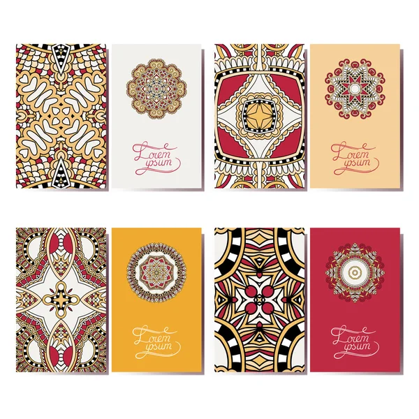 Collection of ornamental floral business cards, oriental pattern — Stock Vector