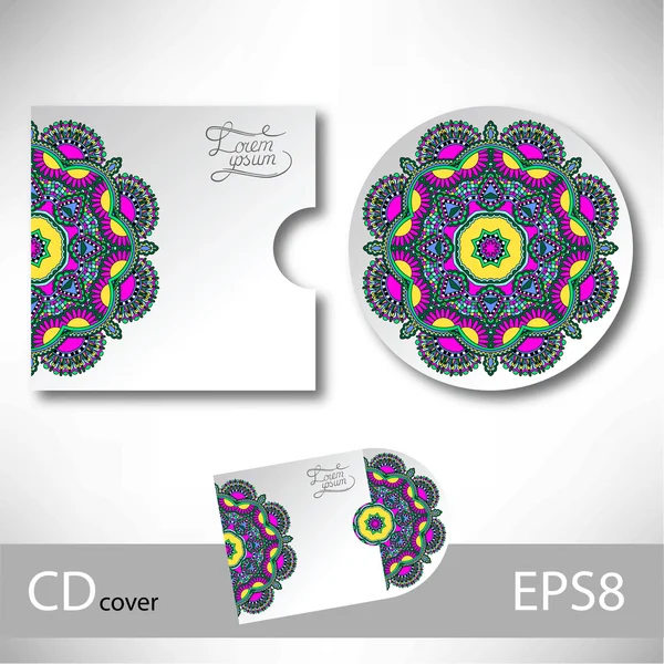 CD cover design template with ukrainian ethnic style ornament fo — Stock Vector