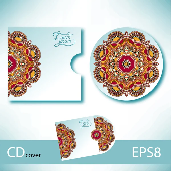 CD cover design template with ukrainian ethnic style ornament fo — Stock Vector