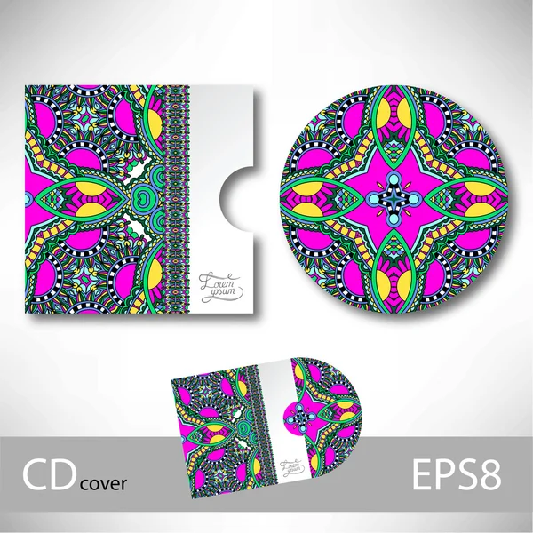 CD kapak tasarımı şablonu Ukraynalı etnik tarzı ile süsleme fo — Stok Vektör