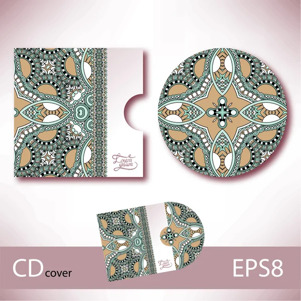 Modelo de design de capa de CD com ornamento estilo étnico ucraniano fo — Vetor de Stock