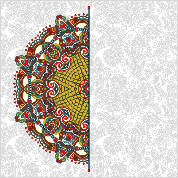 Floral round pattern in ukrainian oriental ethnic style — Stock Vector