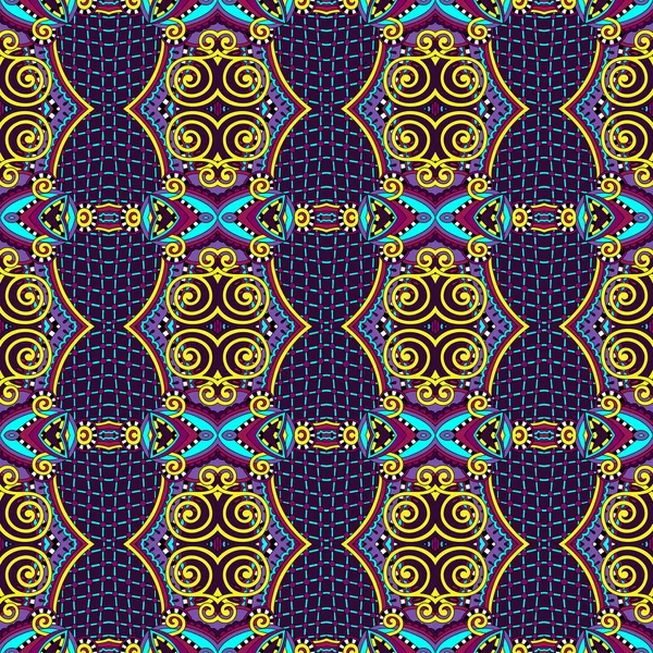 Seamless geometry vintage pattern, ethnic style ornamental backg — Stock Vector