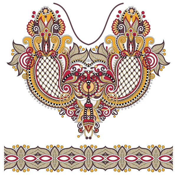 Σχέδιο μόδας περίτεχνα floral κεντητικής paisley ντεκολτέ — Διανυσματικό Αρχείο