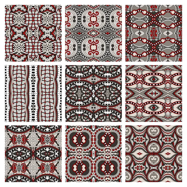 Set of different seamless colored vintage geometric pattern — Stock Vector