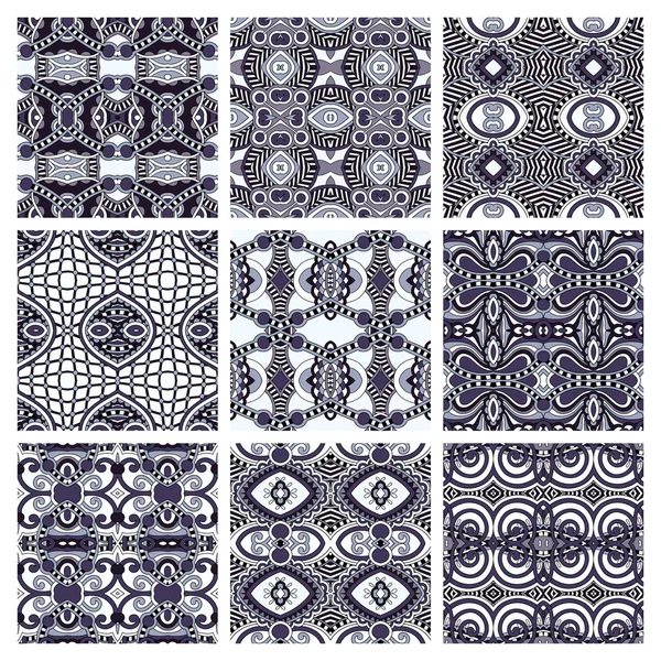 Set aus verschiedenen nahtlosen geometrischen Vintage-Mustern — Stockvektor