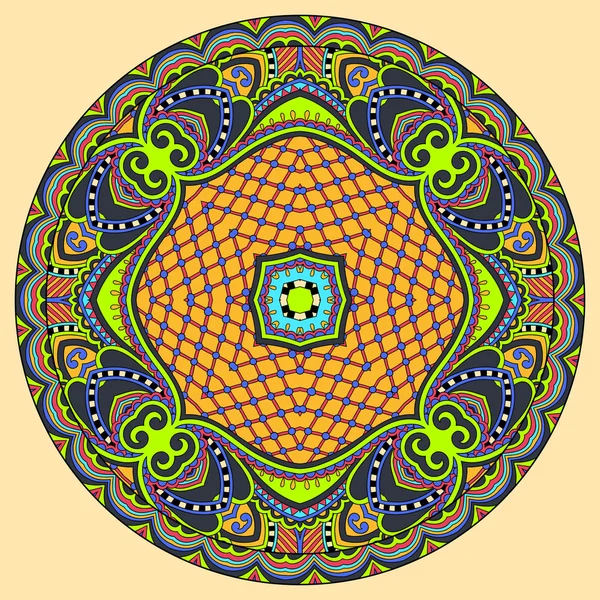 Decoratieve ontwerp van cirkel schotel sjabloon, ronde geometrische patte — Stockvector