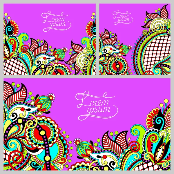 Set of floral decorative background, template frame design for c — Stock Vector