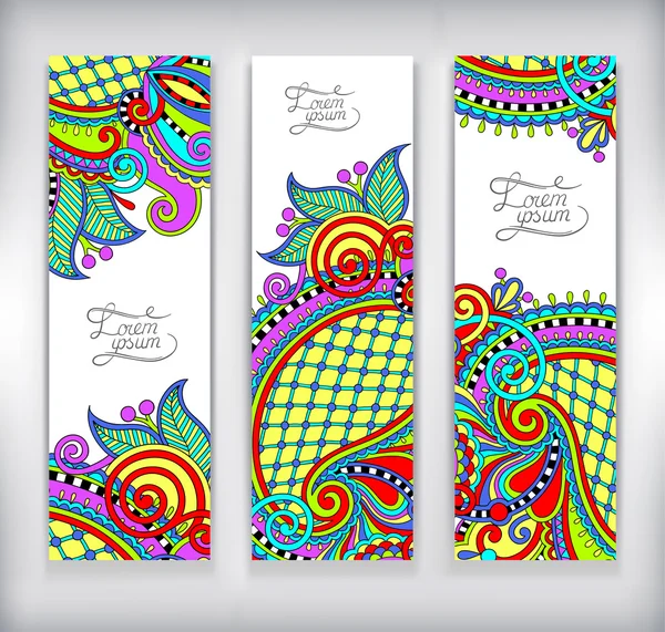 Set of decorative flower template banner, card, web design — Stock Vector
