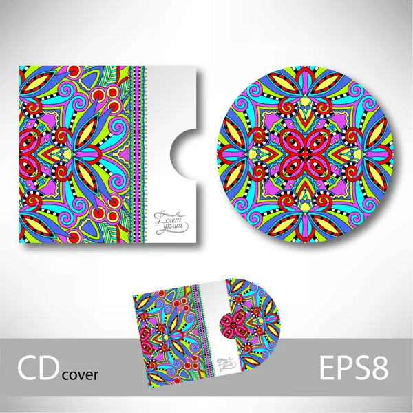 Modèle de conception de couverture de CD avec style ethnique ukrainien — Image vectorielle