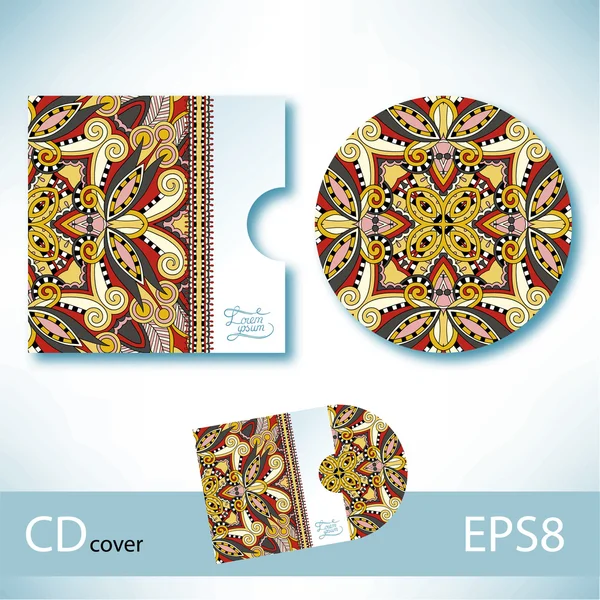 Templat desain sampul CD dengan gaya etnis Ukraina - Stok Vektor