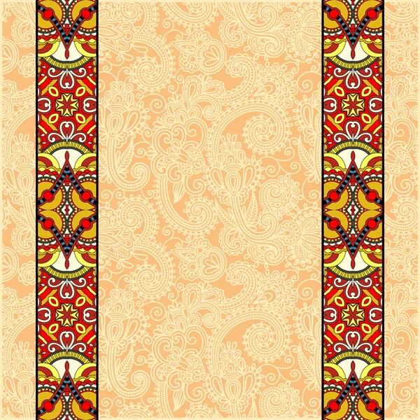 Franja de borde de encaje en fondo floral ornamentado, vector illustrat — Vector de stock