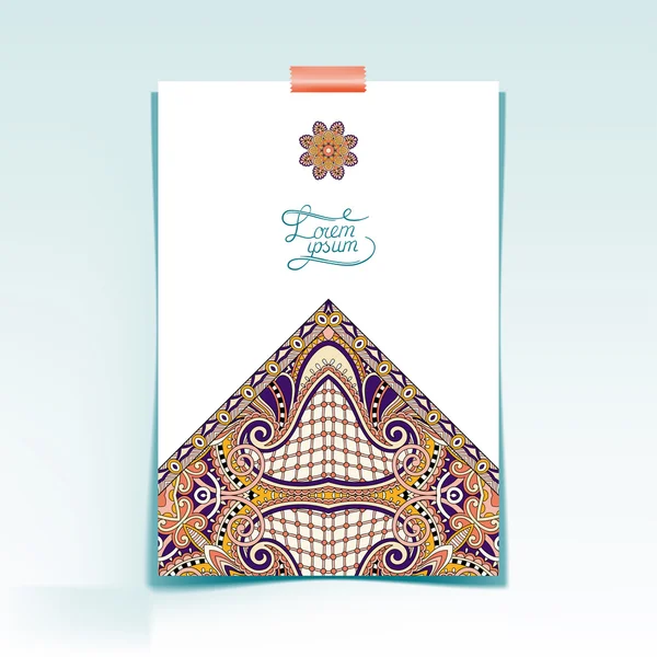 Dekorativa pappersark med orientalisk blommig design och plats — Stock vektor
