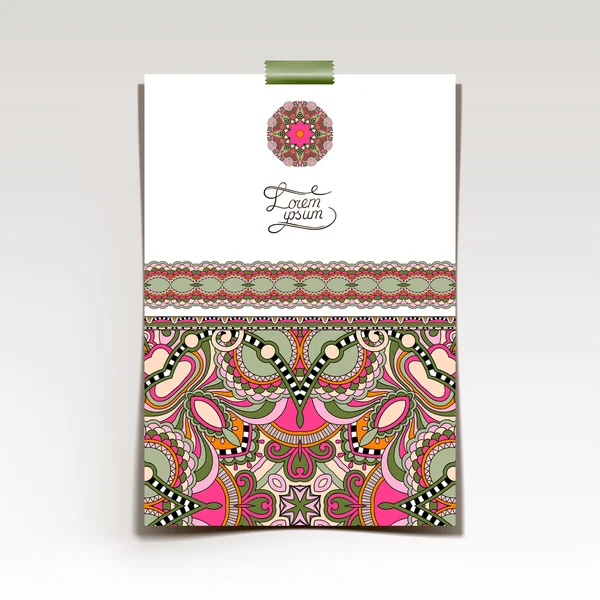 Dekoratives Blatt Papier mit orientalischem Blumenmuster — Stockvektor