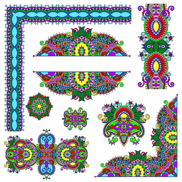 Uppsättning av paisley blommönster element för sidan dekoration — Stock vektor