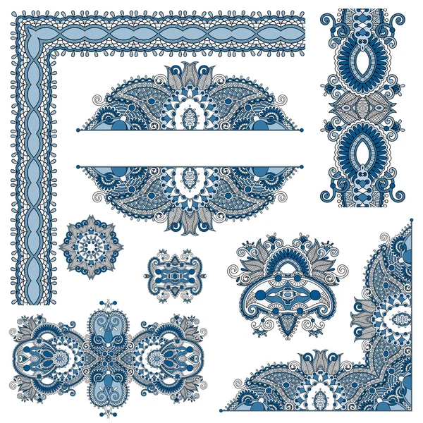 Conjunto de elementos de diseño floral paisley para la decoración de páginas — Vector de stock