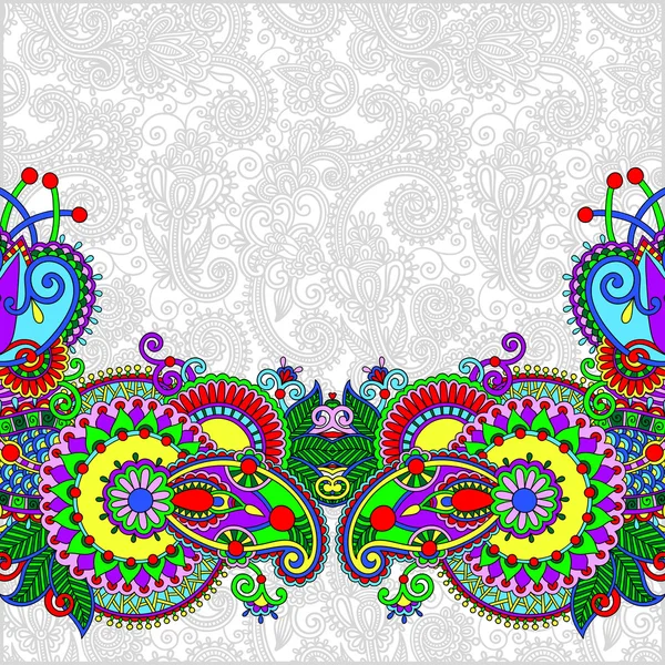 Paisley design em fundo floral decorativo para convite, p — Vetor de Stock