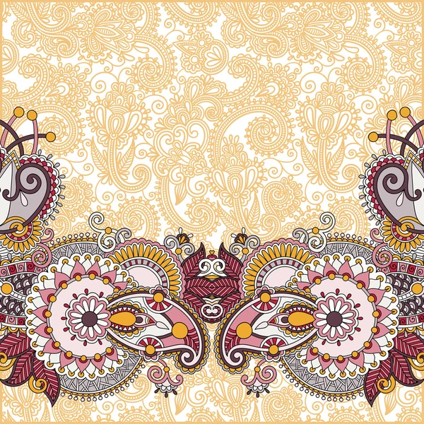 Paisley design sur fond floral décoratif pour invitation — Image vectorielle