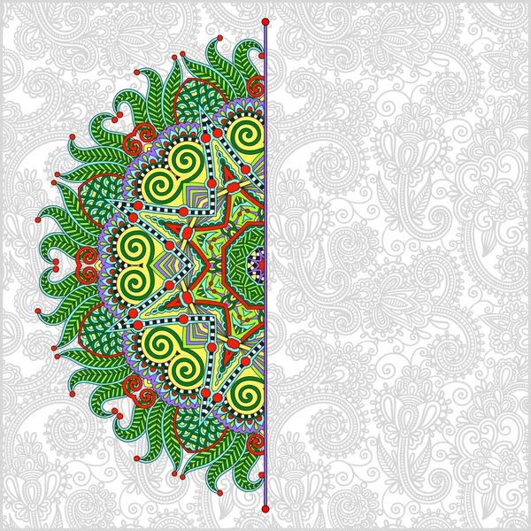 Motif rond floral dans le style ethnique oriental ukrainien — Image vectorielle