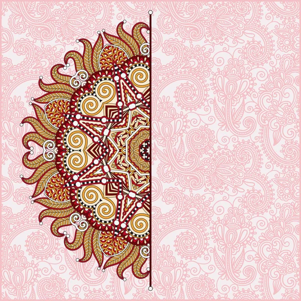 Floral round pattern in ukrainian oriental ethnic style — Stock Vector