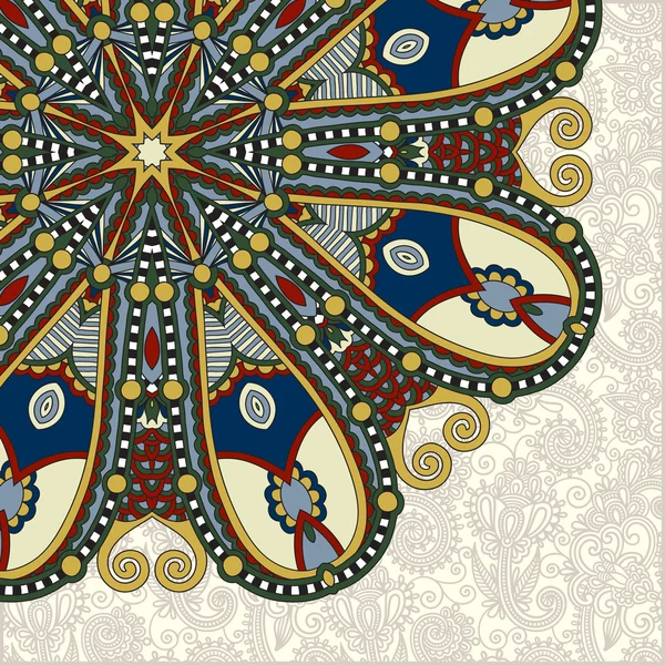Floral round pattern in ukrainian oriental ethnic style — Stock Vector