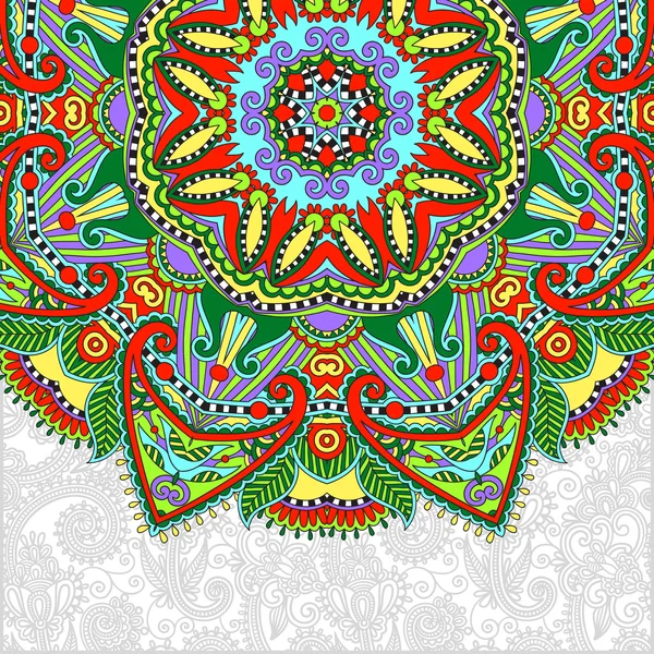 Круглый цветочный узор в украинском восточном этническом стиле — стоковый вектор