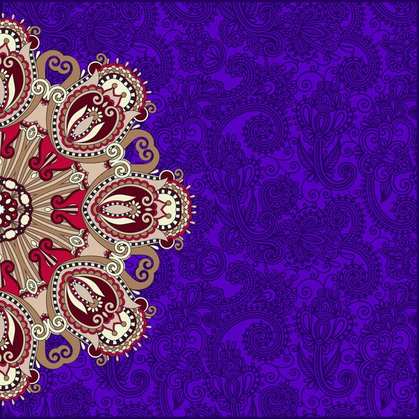 Motif rond floral dans le style ethnique oriental ukrainien — Image vectorielle