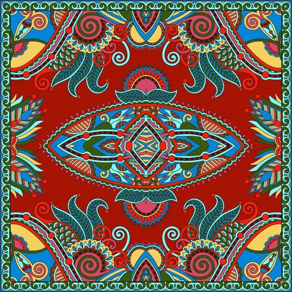 Bandana paisley floral ornamental tradicional. Adorno cuadrado — Vector de stock