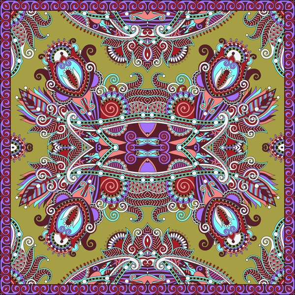 Традиционная декоративная цветочная банданна из пейсли. Квадратные украшения — стоковый вектор