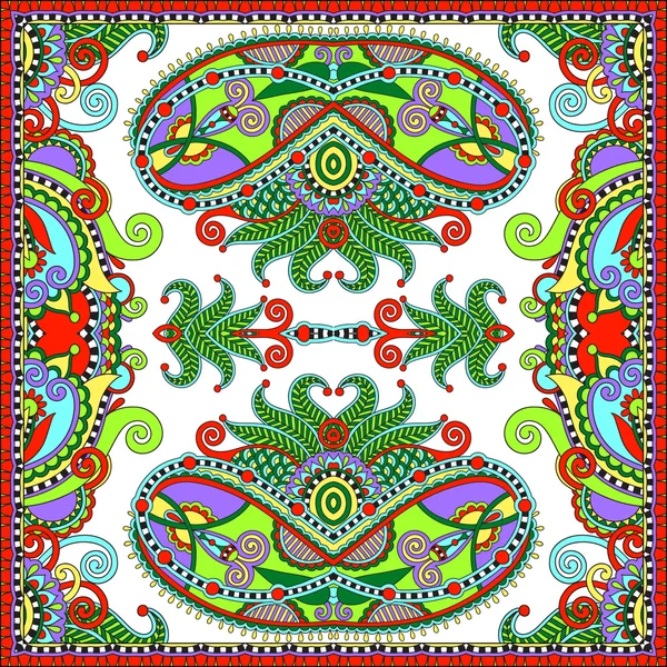 Bandana paisley floral ornamental tradicional. Adorno cuadrado — Vector de stock