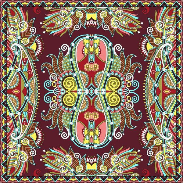 Bandana paisley floral ornamental tradicional. Adorno cuadrado — Vector de stock