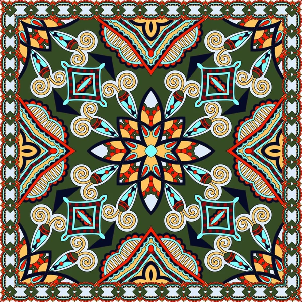 Traditionelle Zierblumen Paisley Bandanna. Quadratisches Ornament — Stockvektor