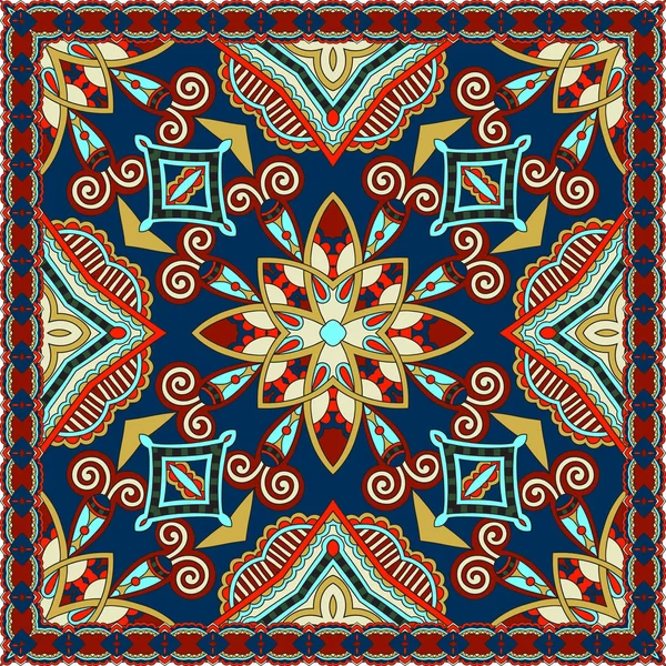 Bandana paisley floral ornamental tradicional. Adorno cuadrado — Archivo Imágenes Vectoriales